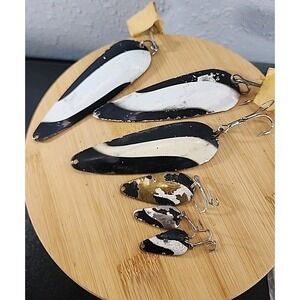 Set Of 6 Vintage Weller Gypsy King Fishing Spoons‎ Lures Black White